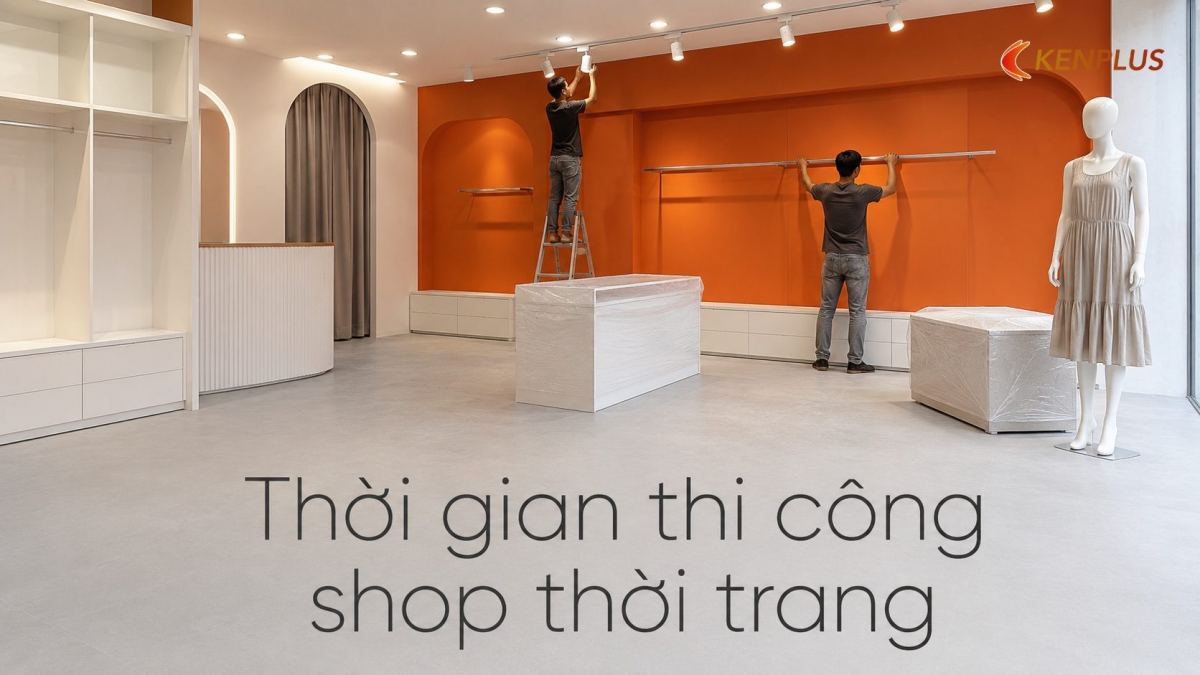 Thời gian thi công shop thời trang: tiến độ thực tế