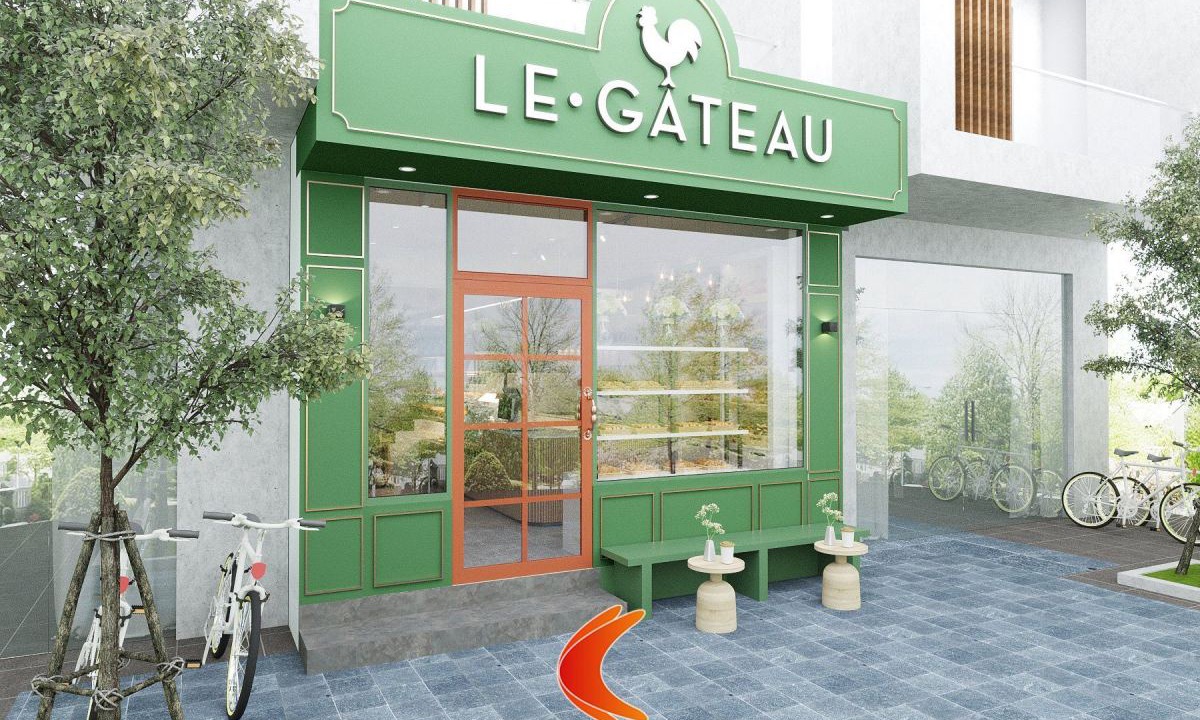Mẫu thiết kế cửa hàng bánh Le Gateau với diện tích 40m2