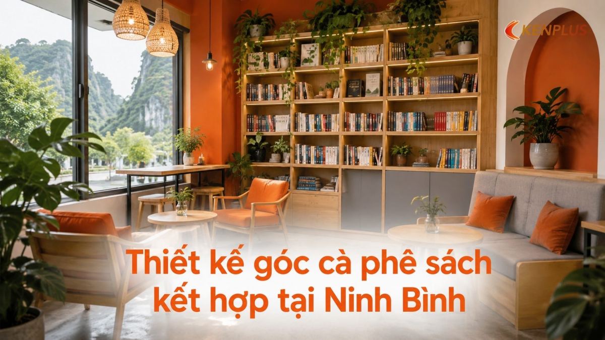 Thiết kế quán cà phê sách tại Ninh Bình: mô hình 2 trong 1