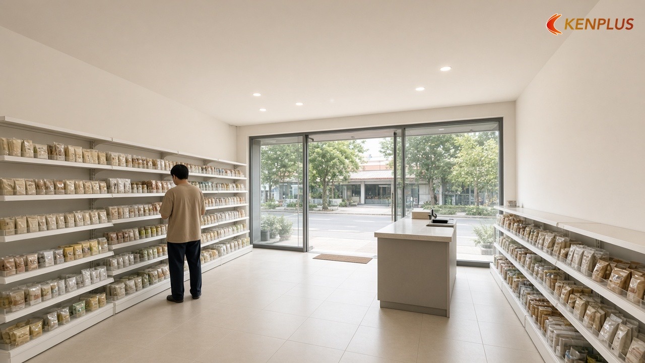 Sai lầm 3: Quầy thu ngân dài quá hoặc chắn lối ra — 7 sai lầm khi thiết kế cửa hàng tiện lợi mini