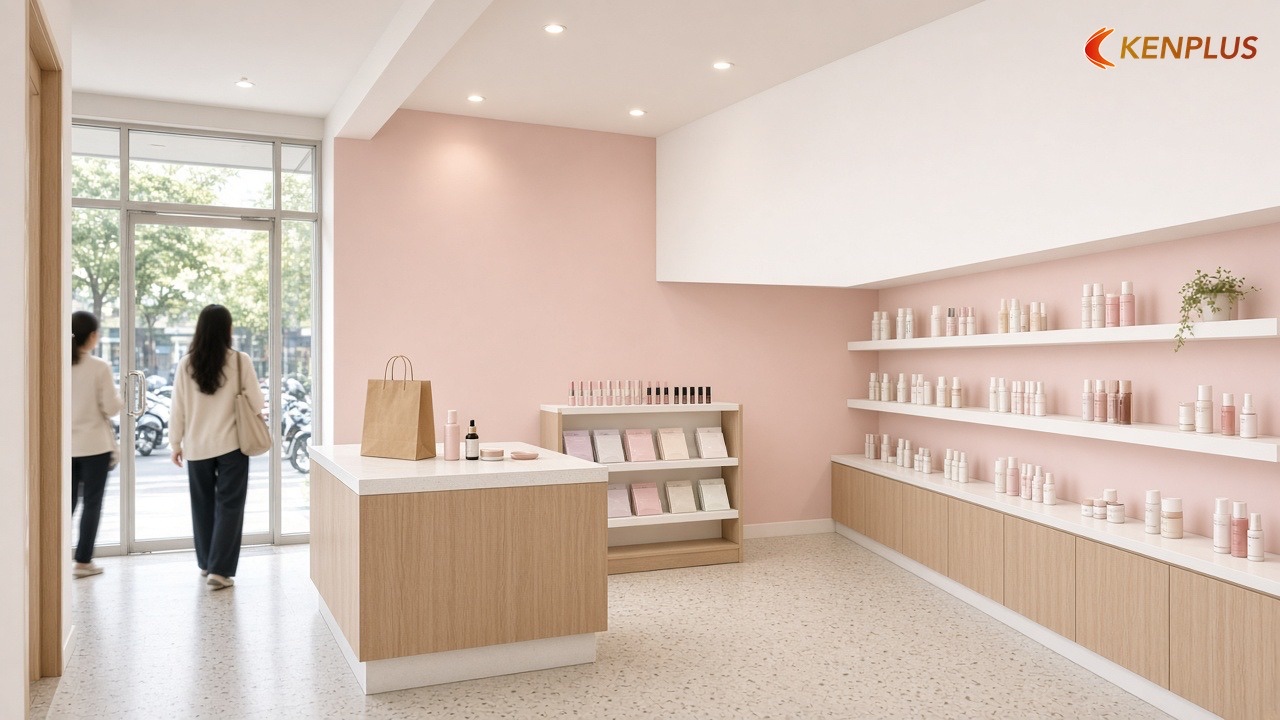 Sai lầm 7: Quầy tính tiền chắn lối, không có chỗ xếp hàng — 7 sai lầm khi thiết kế shop mỹ phẩm Hàn Quốc