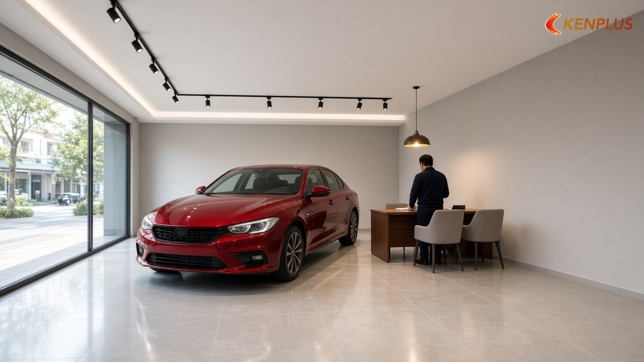 Sai lầm thứ tư: chỉ có đèn trần chung, thiếu đèn rọi — 7 sai lầm khi thiết kế showroom ô tô Sai lầm thứ tư: chỉ có đèn trần chung, thiếu đèn rọi — 7 sai lầm khi thiết kế showroom ô tô