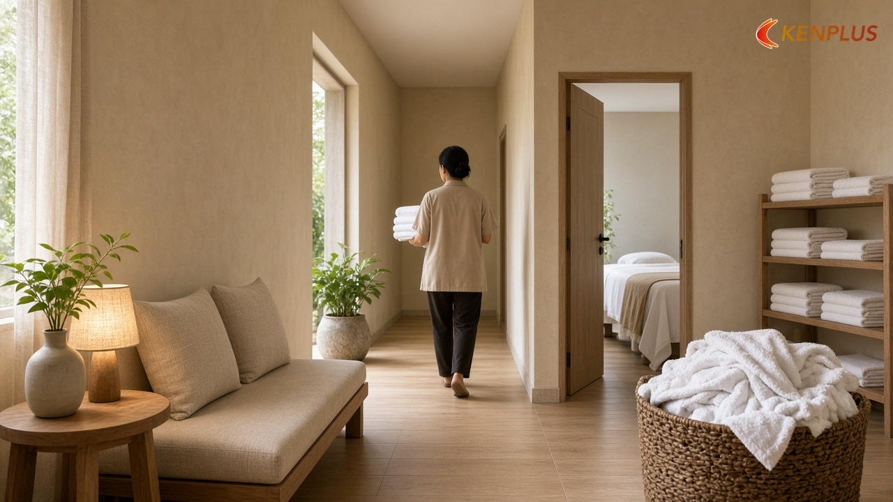 Sai lầm 3 — Lối đi của khách và nhân viên chồng chéo — 7 sai lầm khi thiết kế spa mini