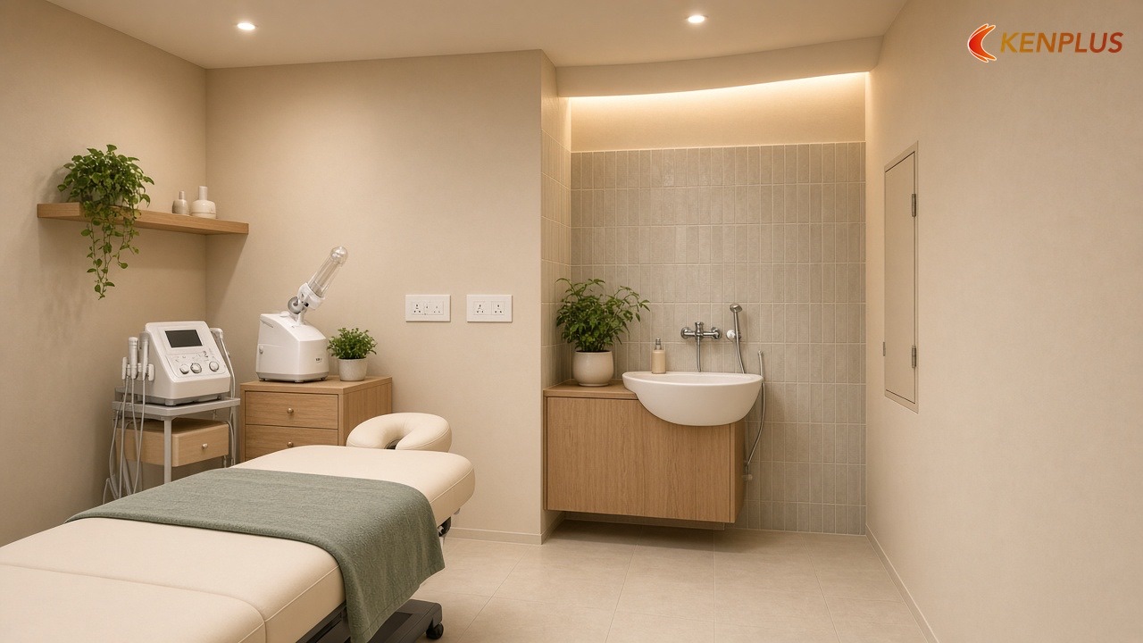 Sai lầm 4 — Điện nước đi nổi, đi chung mạch — 7 sai lầm khi thiết kế spa mini