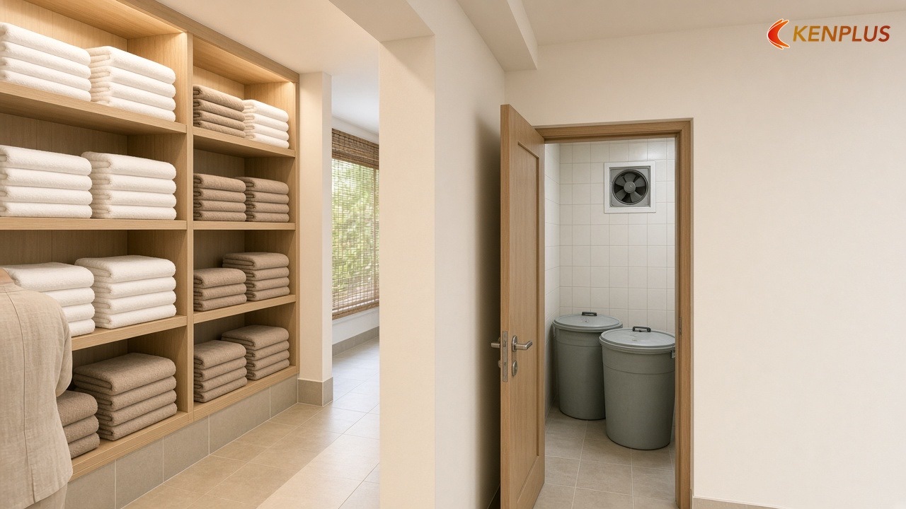 Sai lầm 6 — Không tách kho sạch và kho bẩn — 7 sai lầm khi thiết kế spa mini