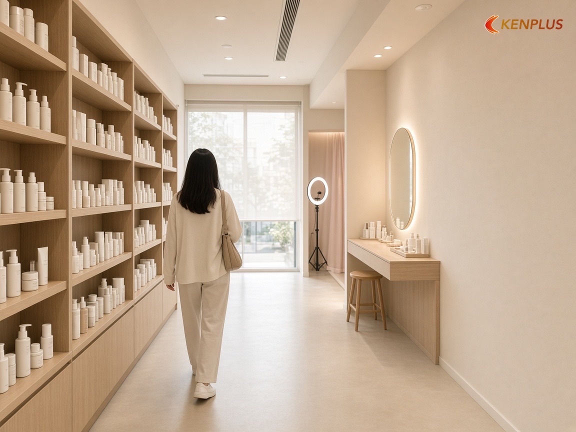 Kiểm tra trước khi duyệt bản vẽ — Cách bố trí shop mỹ phẩm Hàn Quốc 20m² hợp lý