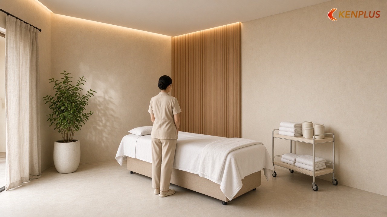 Tiêu chí 4: Phòng đủ chỗ cho kỹ thuật viên làm việc — Cách chọn nhà thầu thi công spa mini