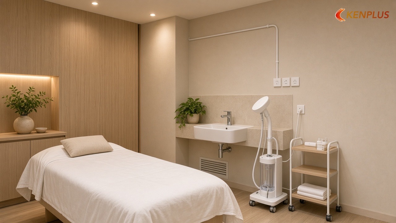 Điện, nước và quạt hút — phần khó sửa nhất — Checklist chọn đơn vị thi công spa chăm sóc da