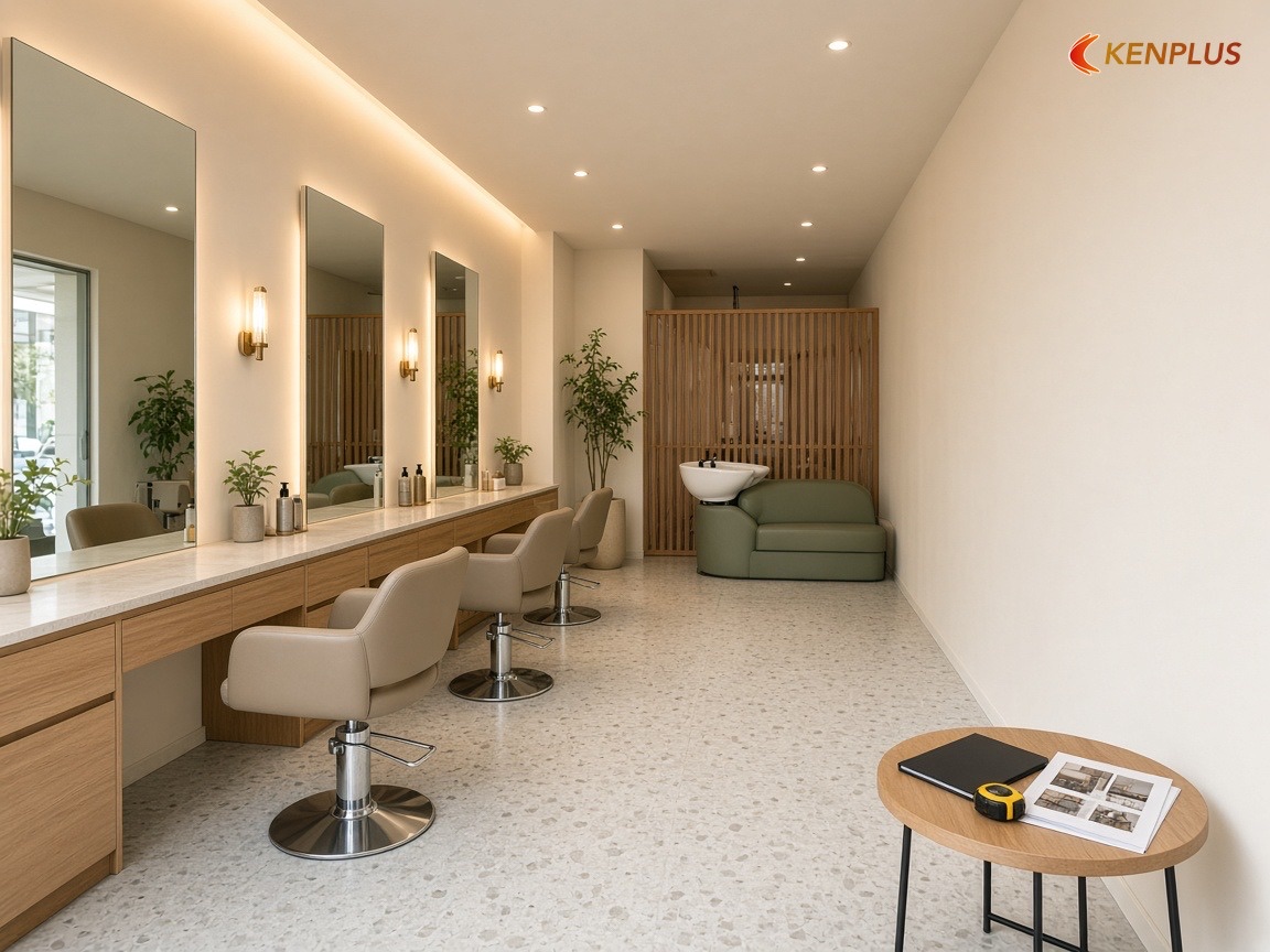 Tham khảo chi phí từ công trình đã làm — Chi phí thiết kế salon tóc nữ 20m² bao nhiêu Tham khảo chi phí từ công trình đã làm — Chi phí thiết kế salon tóc nữ 20m² bao nhiêu