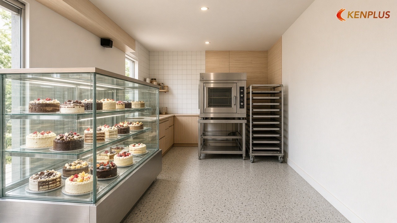 Vì sao 20 m² nhỏ hơn hẳn so với một tiệm bánh đủ bếp — Chi phí thiết kế tiệm bánh ngọt 20m² bao nhiêu