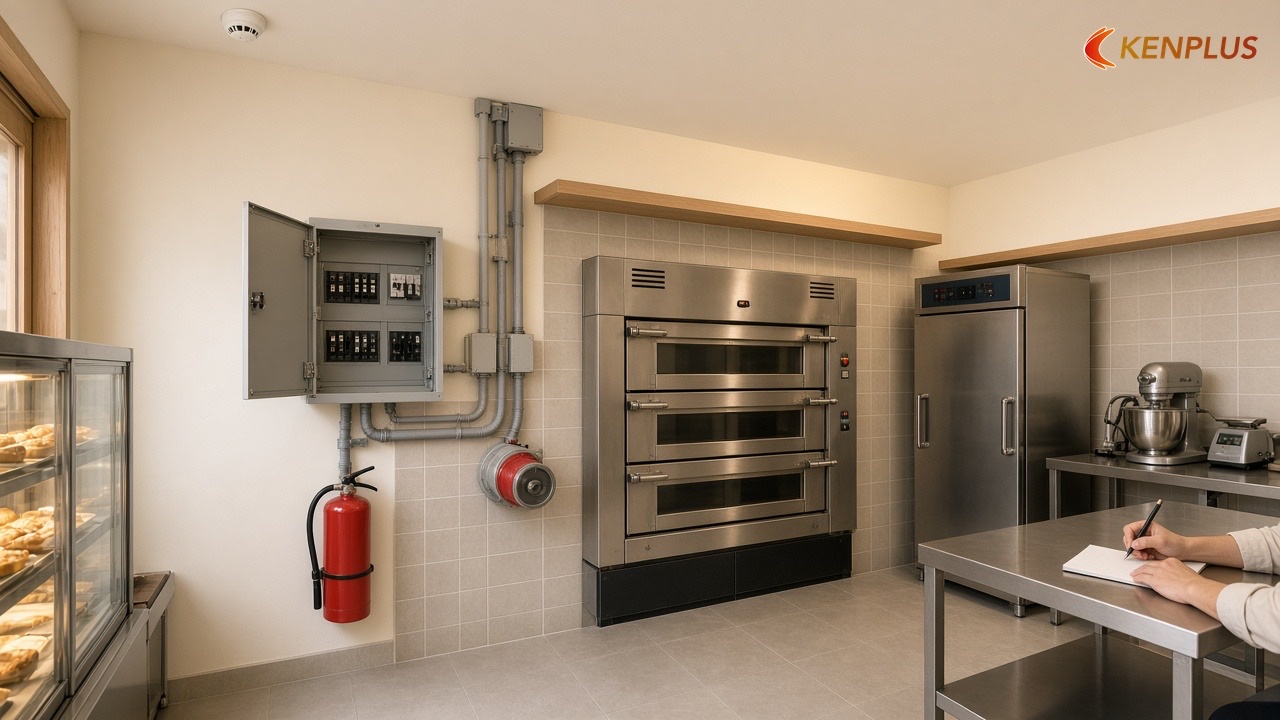 Điện và phòng cháy: tính trước khi chốt bản vẽ — Chi phí thiết kế tiệm bánh ngọt 20m² bao nhiêu