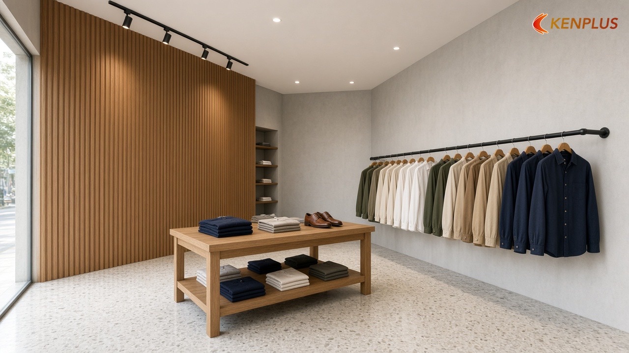 Tham khảo chi phí từ công trình đã làm — Chọn vật liệu thi công shop thời trang nam