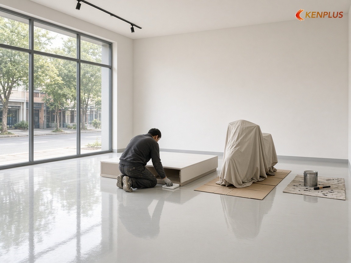 Làm đúng trình tự để không phải làm lại sàn — Chọn vật liệu thi công showroom xe máy
