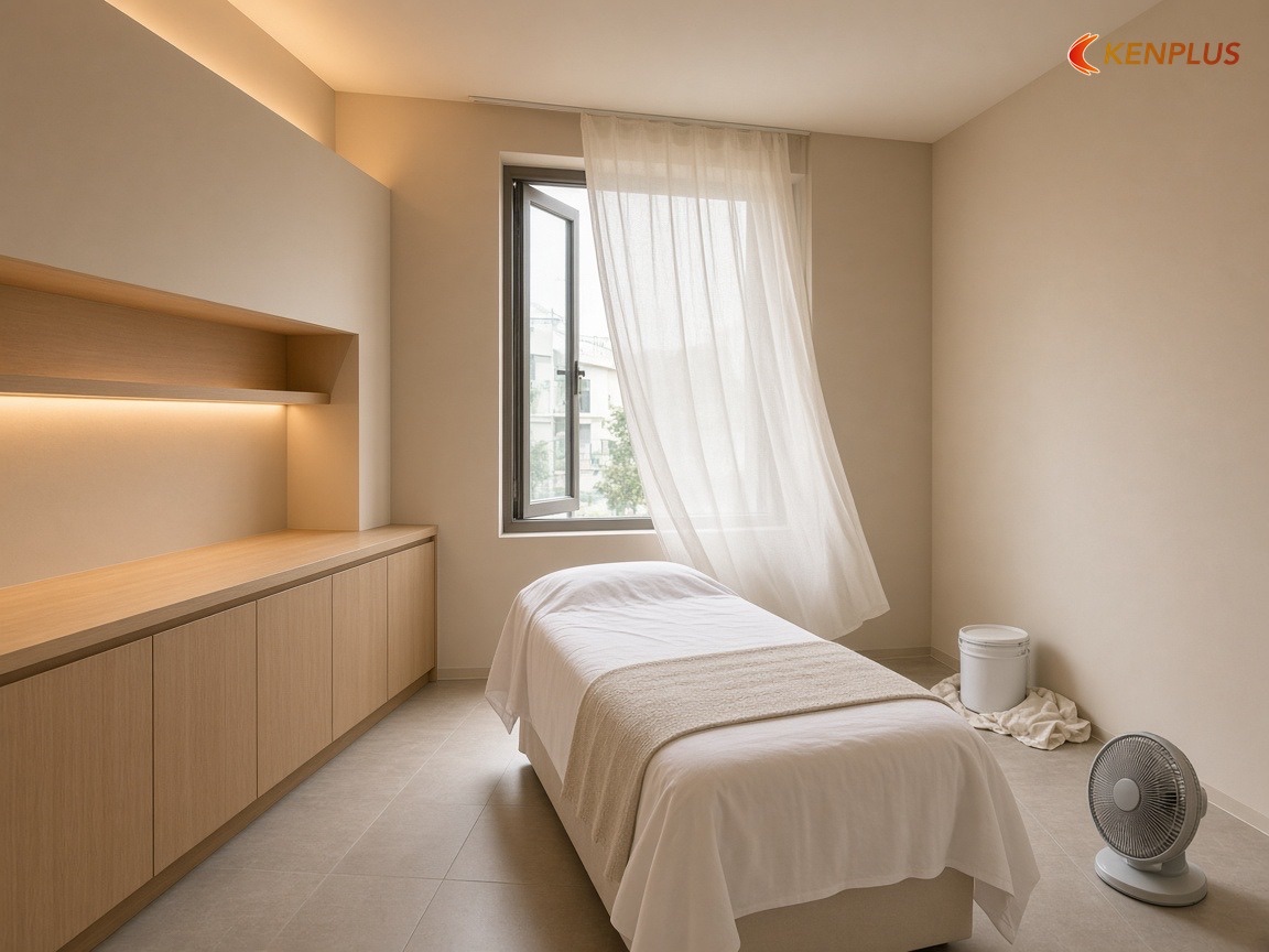 Mùi vật liệu mới trước ngày khai trương — Chọn vật liệu thi công spa chăm sóc da