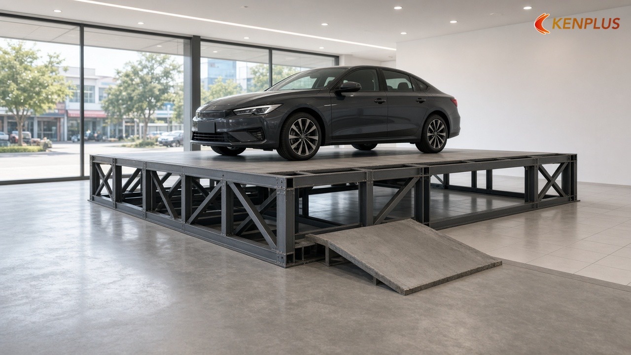 Tải trọng và kết cấu bục — Kích thước bục trưng bày showroom ô tô bao nhiêu hợp lý