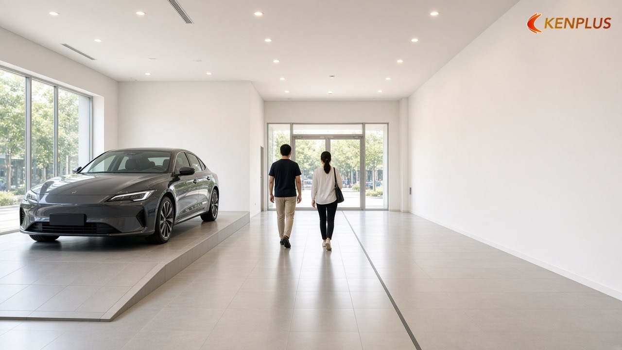 Bục và dốc không được lấn lối thoát nạn — Kích thước bục trưng bày showroom ô tô bao nhiêu hợp lý