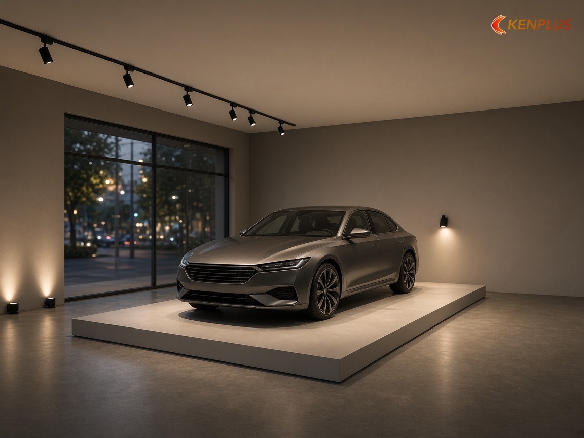 Đèn cho xe trên bục — Kích thước bục trưng bày showroom ô tô bao nhiêu hợp lý