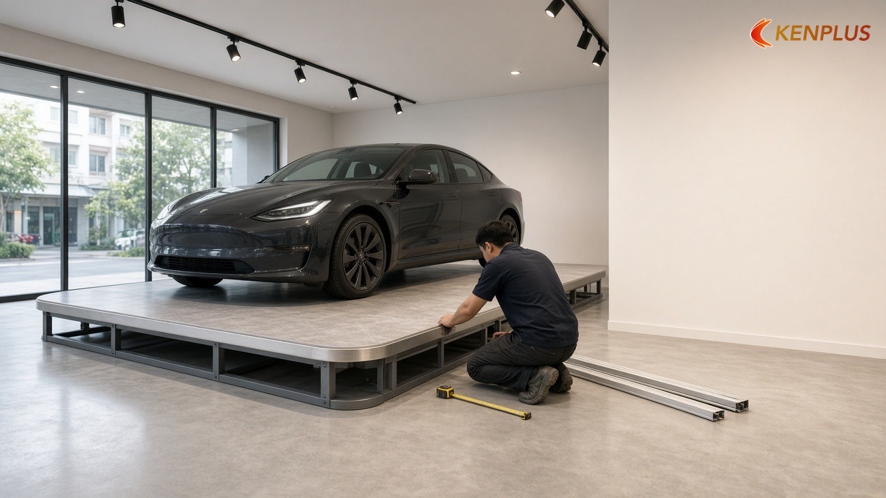 Tham khảo chi phí từ công trình đã làm — Kích thước bục trưng bày showroom ô tô bao nhiêu hợp lý