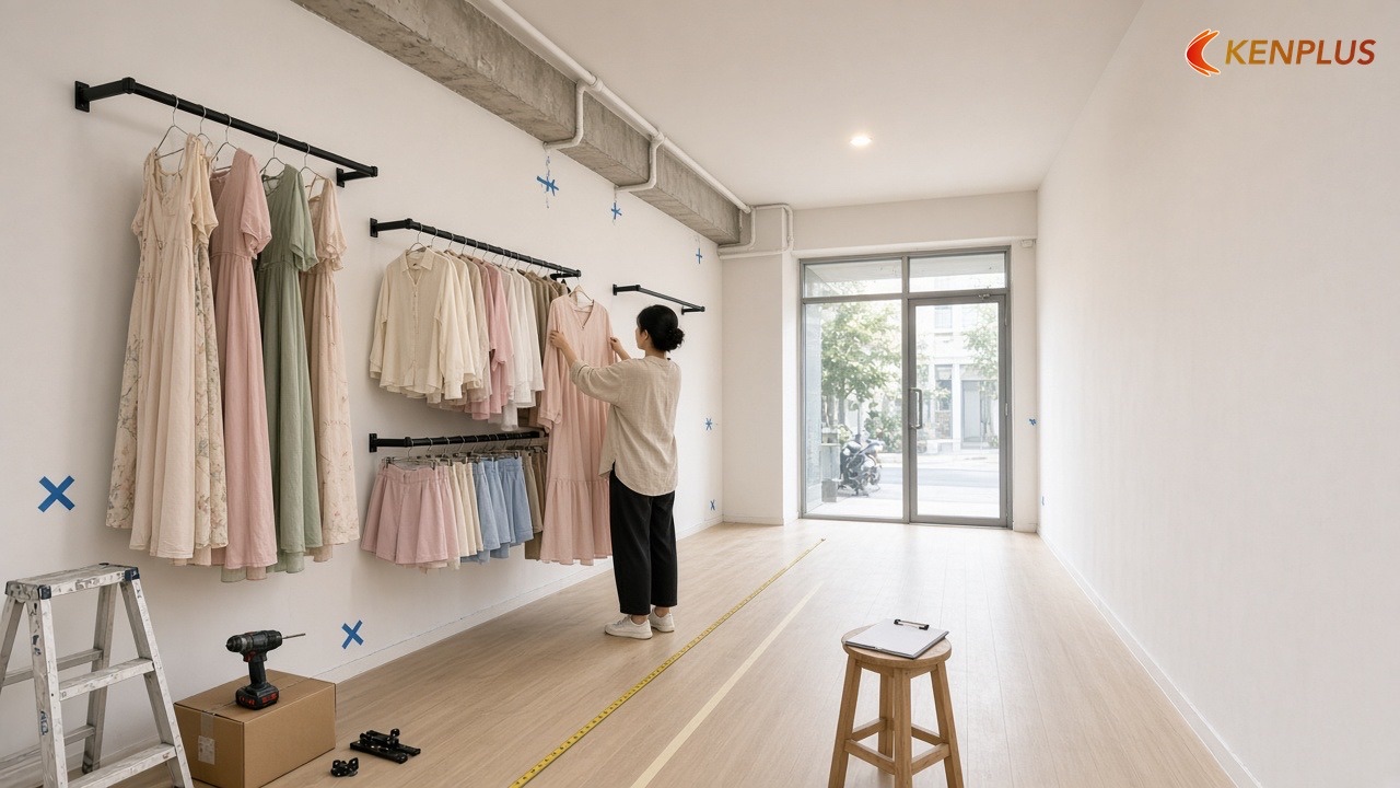 Checklist trước khi khoan hàng loạt — Kích thước giá treo shop thời trang nữ bao nhiêu hợp lý Checklist trước khi khoan hàng loạt — Kích thước giá treo shop thời trang nữ bao nhiêu hợp lý