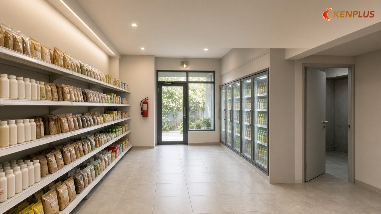 Lối thoát nạn và phòng cháy chữa cháy — Mặt bằng siêu thị mini 150m² bố trí thế nào