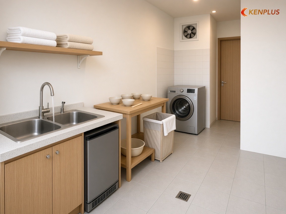 Kho, WC và lối đi của nhân viên — Mặt bằng spa chăm sóc da 100m² bố trí thế nào