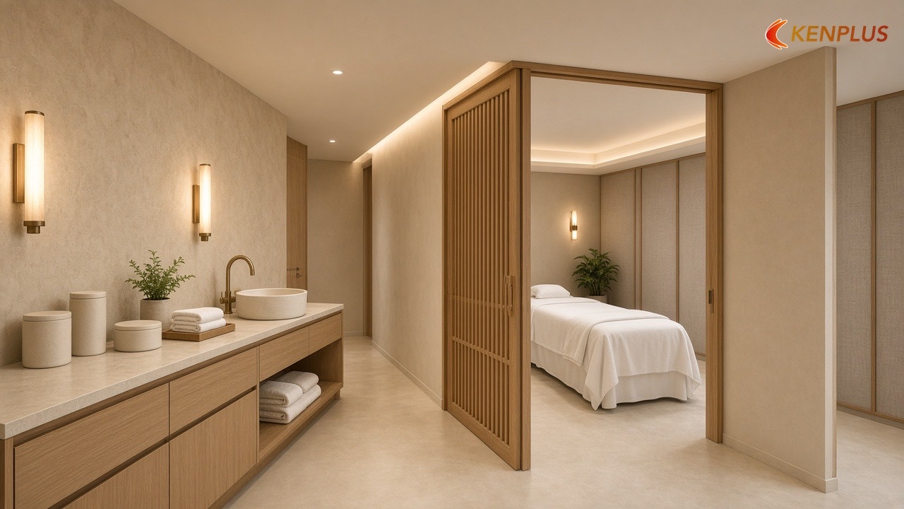 Tham khảo chi phí từ công trình đã làm — Mặt bằng spa chăm sóc da 100m² bố trí thế nào