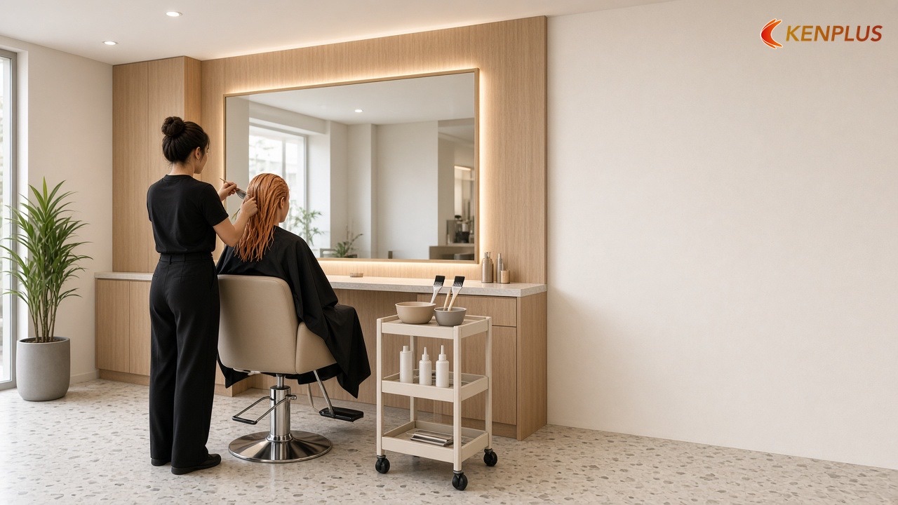 Ánh sáng và vật liệu cho từng kiểu — Mẫu thiết kế salon tóc nữ đẹp, dễ thi công
