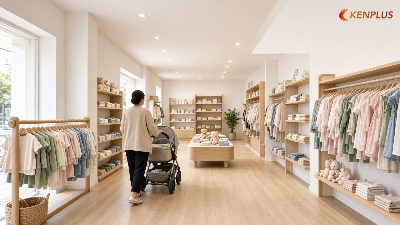 Shop trẻ em 50m² trong bối cảnh chung của shop thời trang — Mở shop thời trang trẻ em 50m² cần bao nhiêu tiền