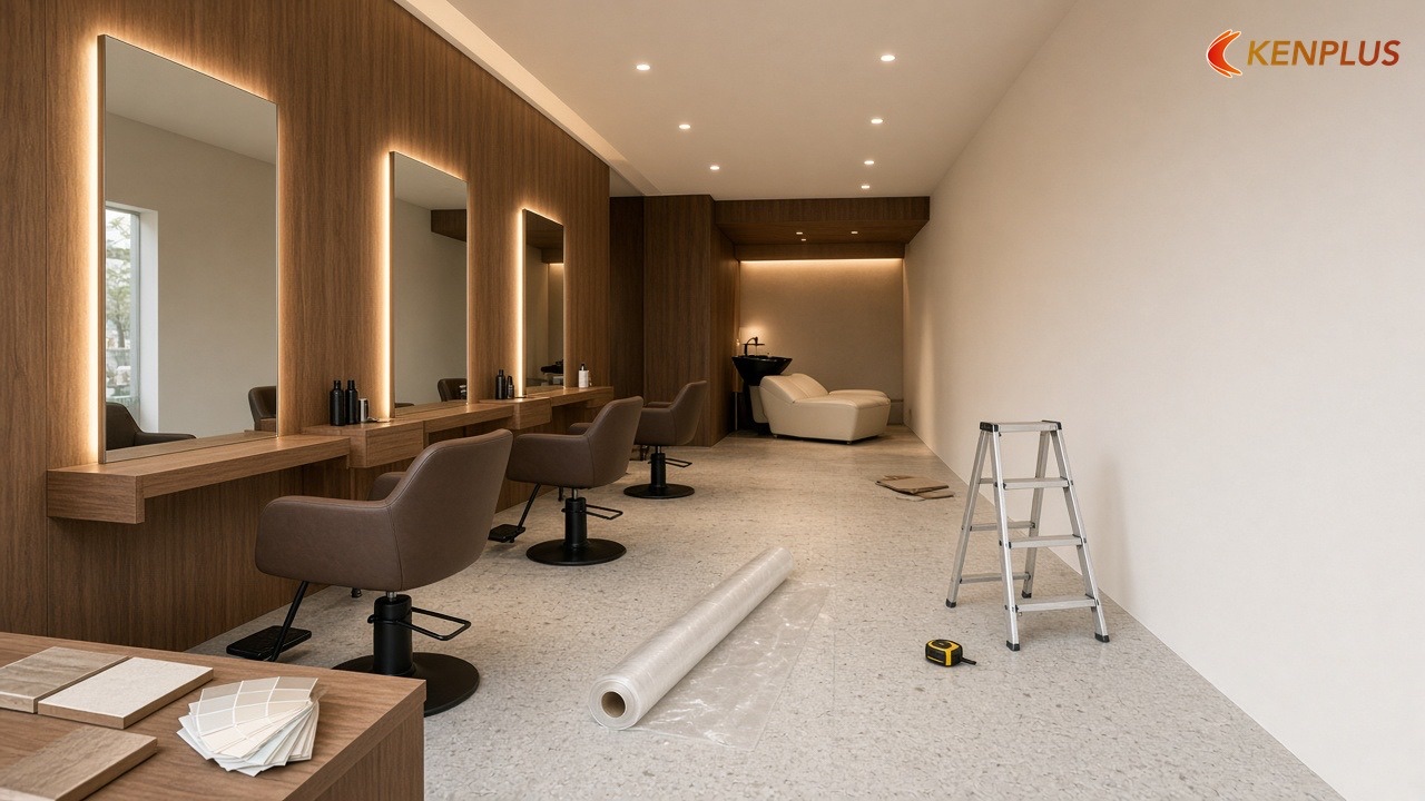 Tham khảo chi phí từ công trình đã làm — Quy trình thi công salon tóc nữ từ A đến Z