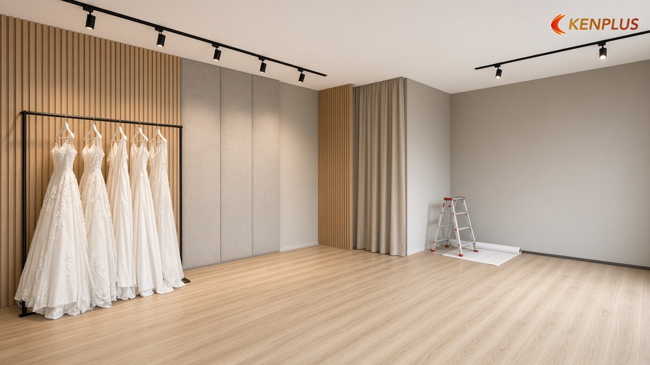Bước 6: Trần, tường và sàn — Quy trình thi công studio áo cưới từ A đến Z