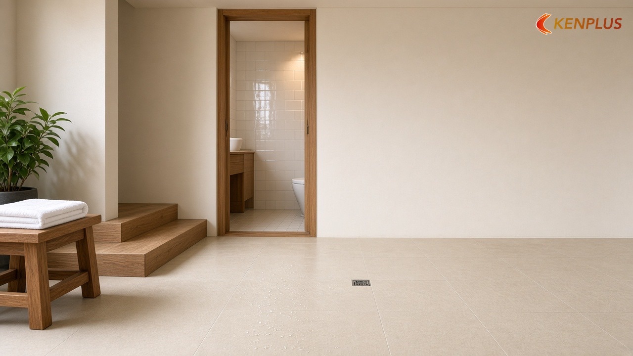 Gạch men và gạch porcelain trong spa — Sàn SPC hay gạch cho spa mini