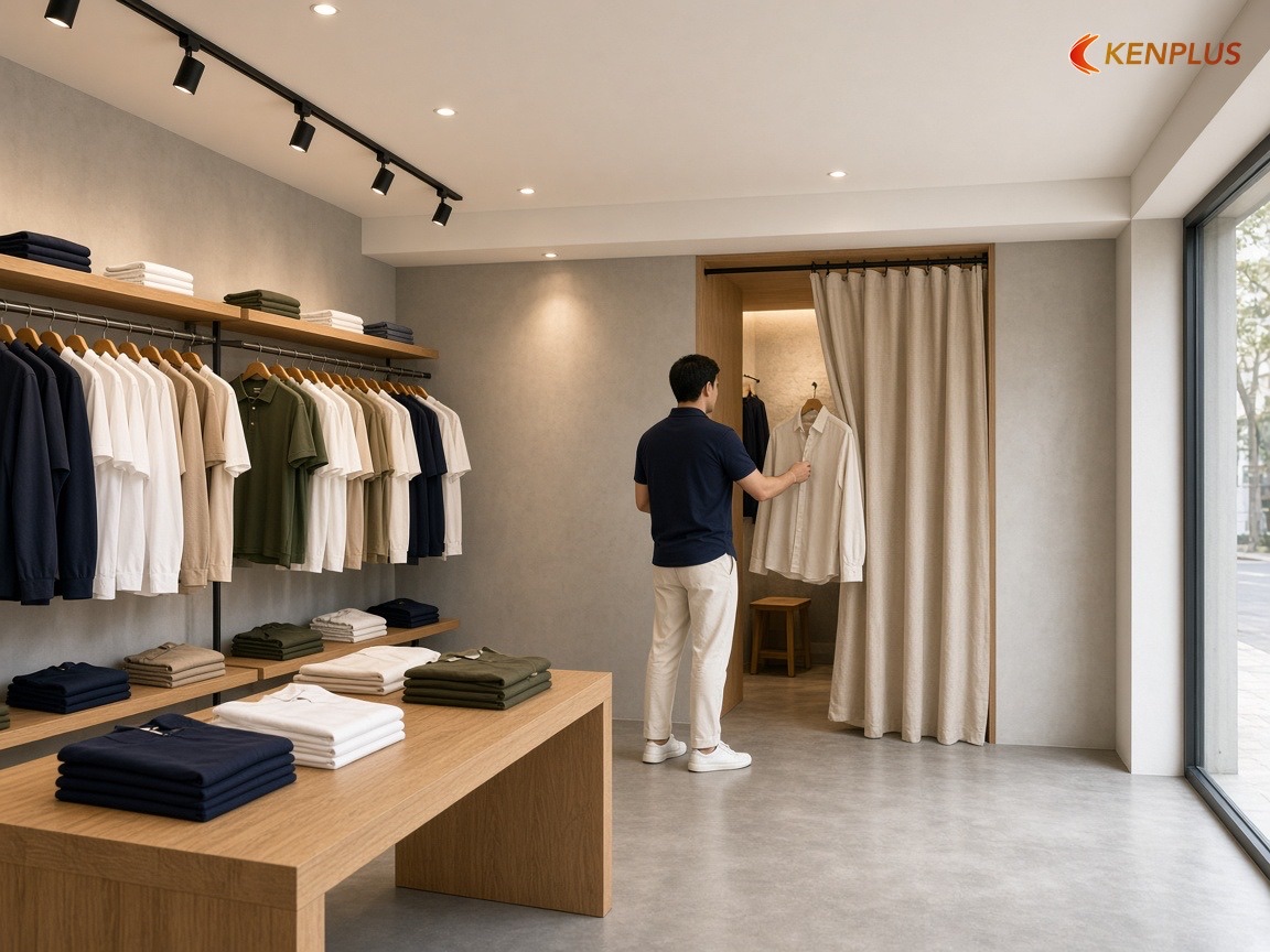 Yêu cầu ánh sáng shop thời trang nam — CRI, CCT và lux — Shop thời trang nam: đèn ray hay đèn âm trần