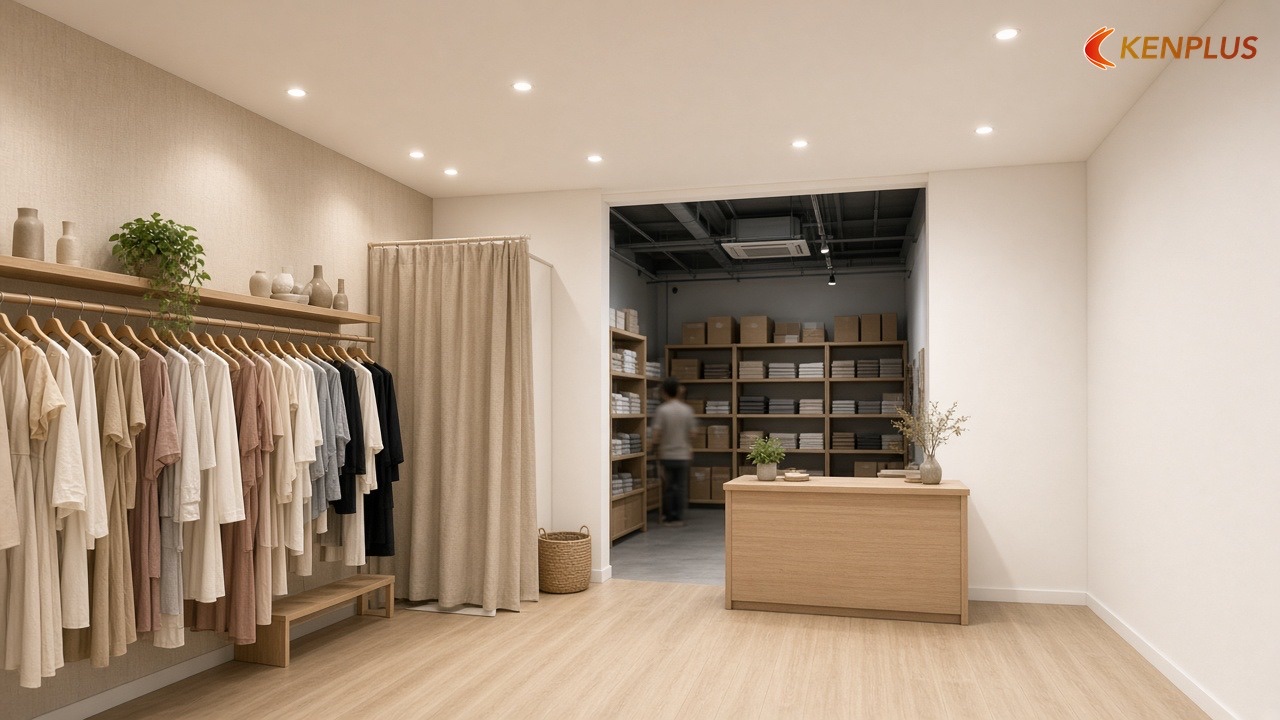 Phương án lai và những lỗi nên tránh — Shop thời trang nữ: trần mở hay trần thạch cao Phương án lai và những lỗi nên tránh — Shop thời trang nữ: trần mở hay trần thạch cao