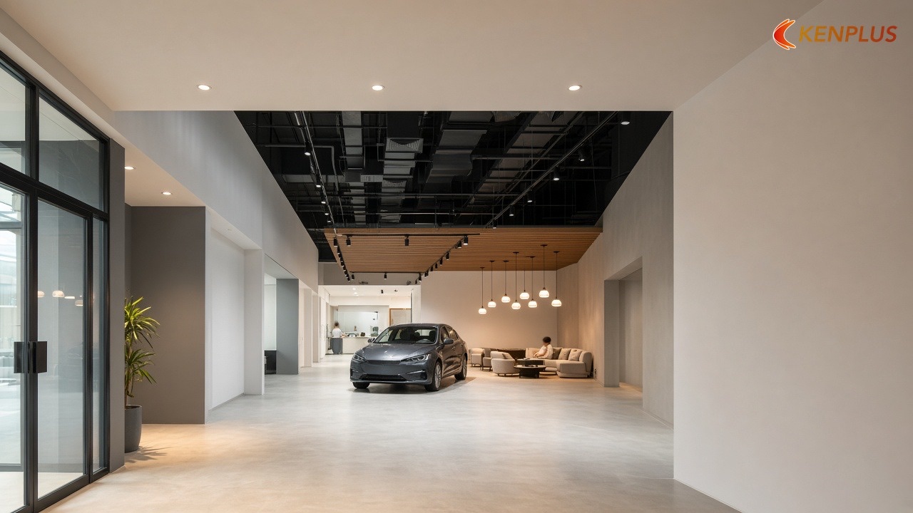 Sơ đồ hành trình khách và vai trò của trần từng giai đoạn — Showroom ô tô: trần mở hay trần thạch cao Sơ đồ hành trình khách và vai trò của trần từng giai đoạn — Showroom ô tô: trần mở hay trần thạch cao