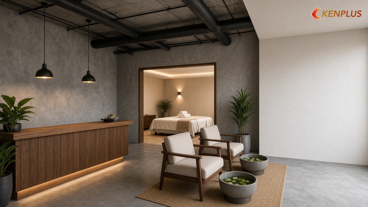 Khi nào chọn trần mở, khi nào chọn trần thạch cao — Spa mini: trần mở hay trần thạch cao