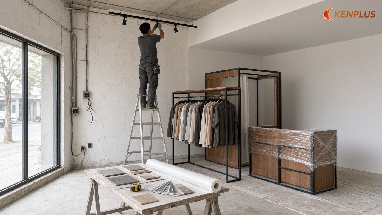 Tóm tắt lịch làm theo từng chặng — Thi công shop thời trang nam mất bao lâu