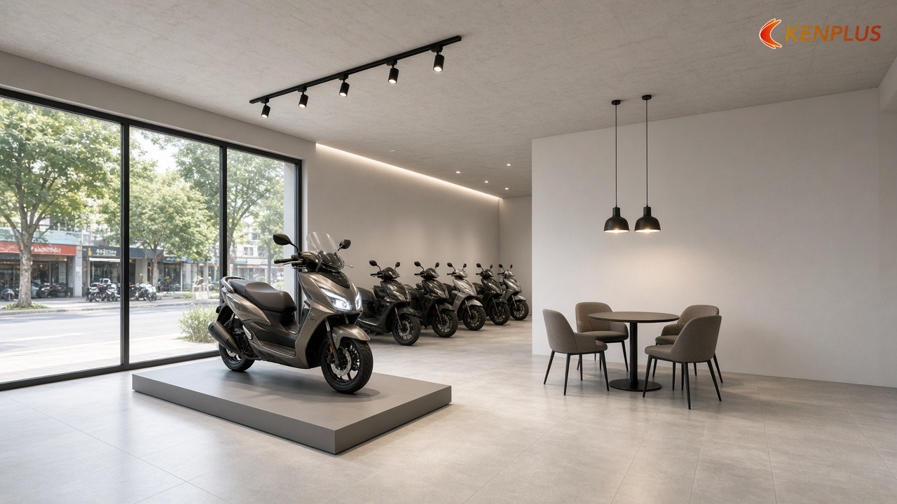 Bảng chiếu sáng theo khu vực — showroom xe máy 80–150m² — Thi công showroom xe máy mất bao lâu Bảng chiếu sáng theo khu vực — showroom xe máy 80–150m² — Thi công showroom xe máy mất bao lâu