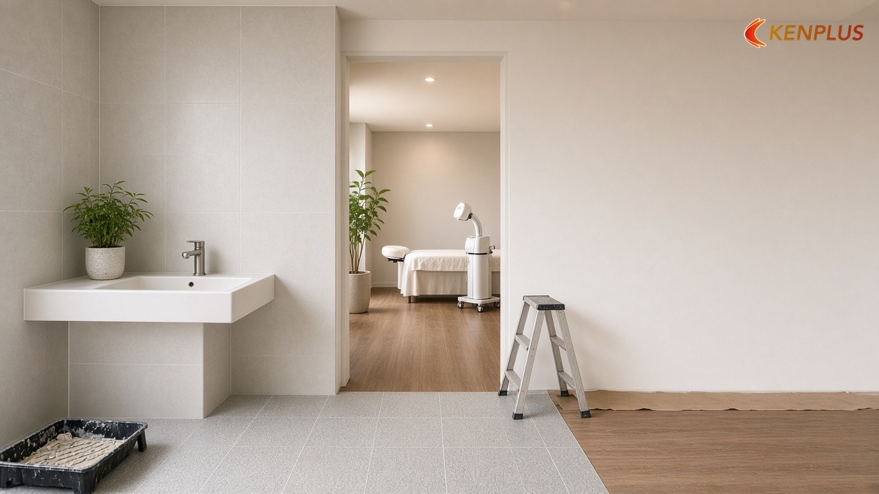 Giai đoạn 3: Hoàn thiện chống ẩm — Thi công spa chăm sóc da mất bao lâu