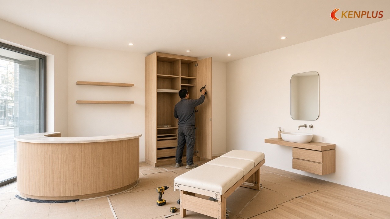 Giai đoạn 4: Lắp đồ nội thất — Thi công spa chăm sóc da mất bao lâu