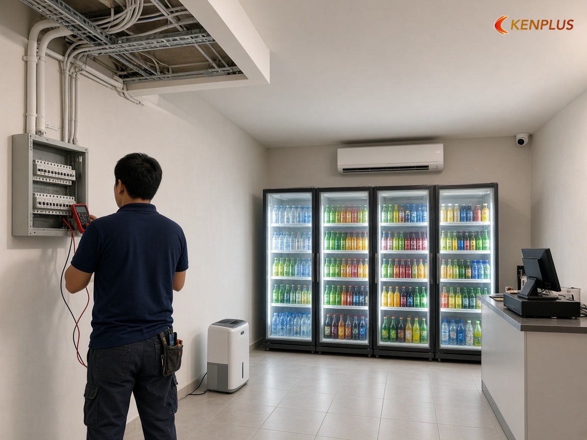 Điện, tủ mát và chuyện chống nồm — Thiết kế cửa hàng tiện lợi mini tại Hà Nội Điện, tủ mát và chuyện chống nồm — Thiết kế cửa hàng tiện lợi mini tại Hà Nội