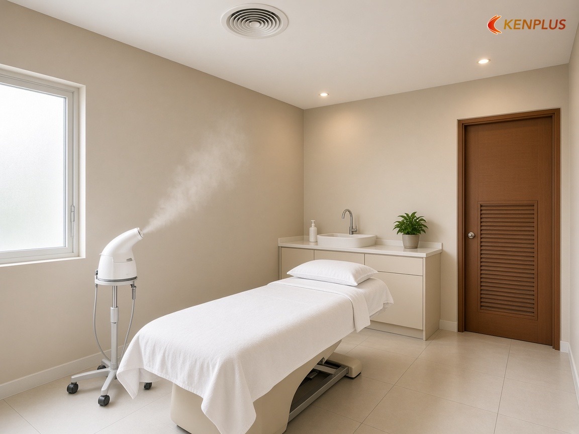 Hơi ẩm, quạt hút và vật liệu lau được — Thiết kế phòng treatment cho spa chăm sóc da