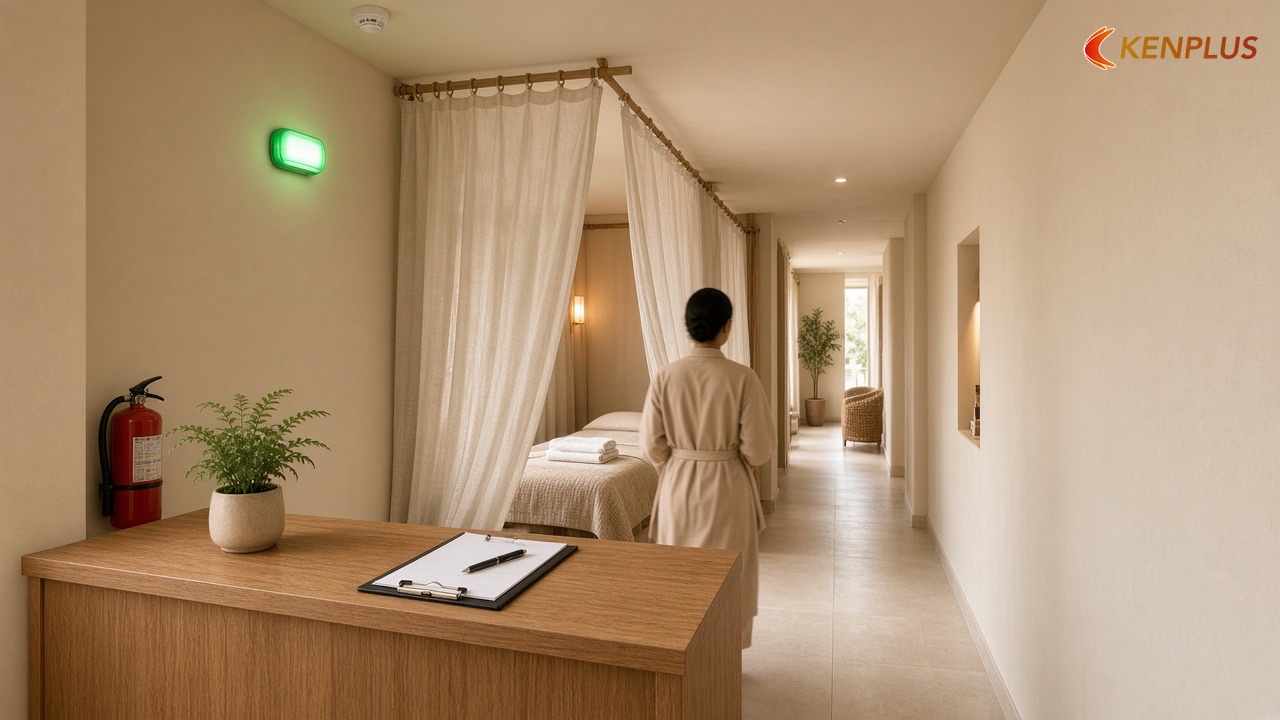 Giấy tờ và phòng cháy cho spa nhà ống — Thiết kế spa trị liệu mặt tiền 3m