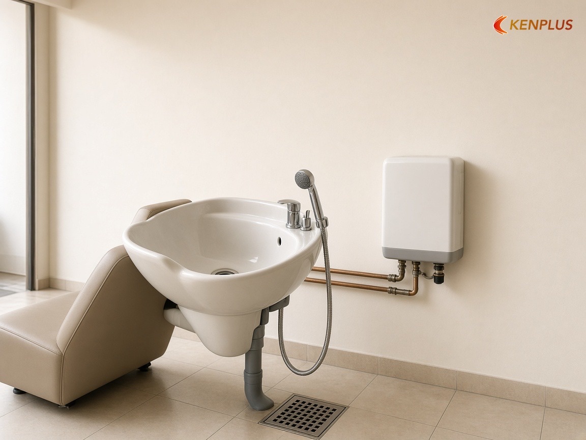 Đường thoát nước dưới chậu gội