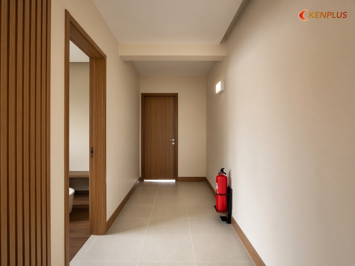Lối thoát và bình chữa cháy trong spa