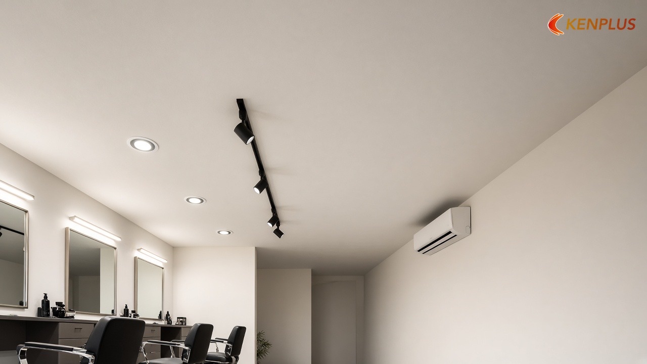 Tờ trần: đèn gương, đèn rọi ghế và ray đèn