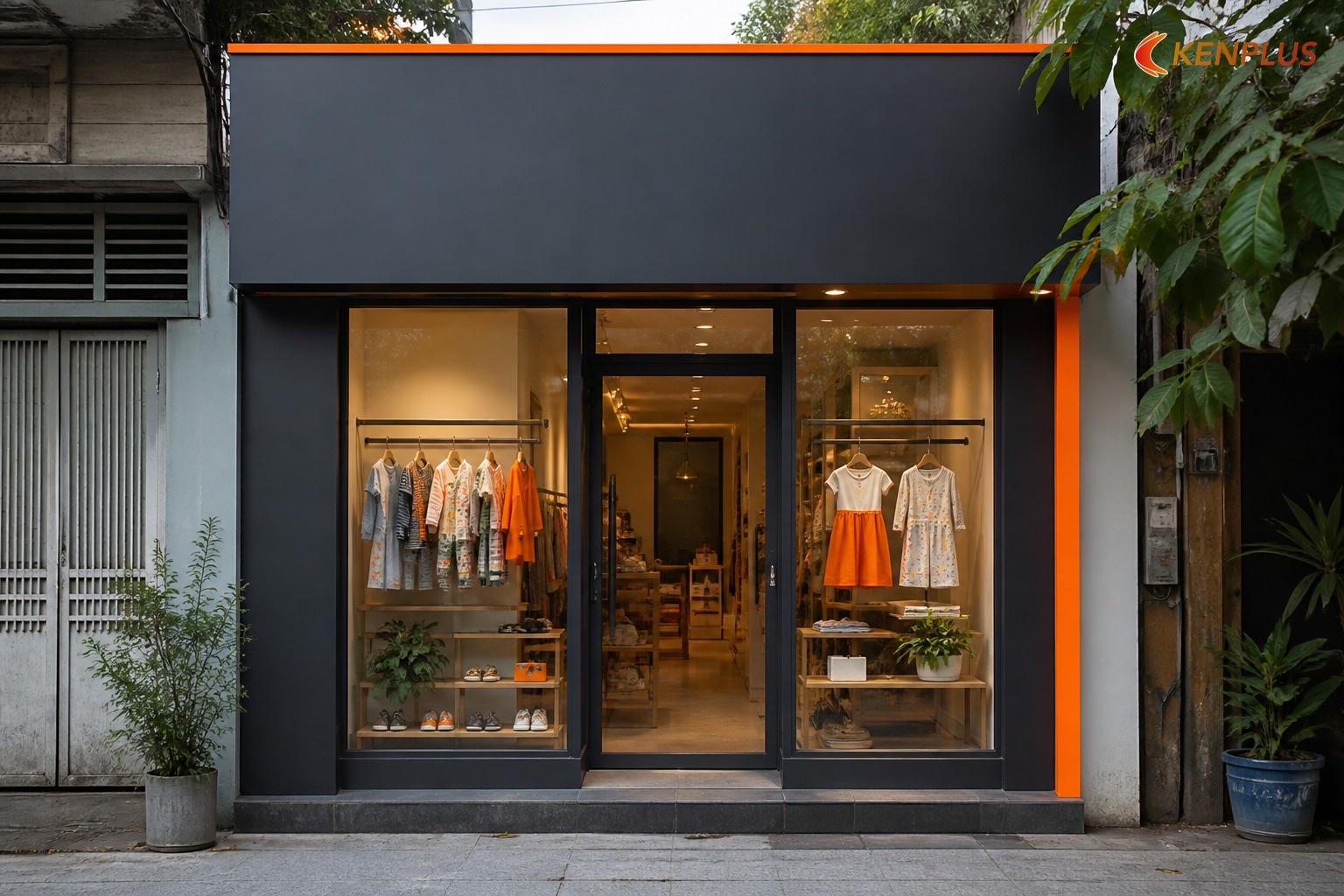 Thiết kế shop thời trang trẻ em mặt tiền 3m