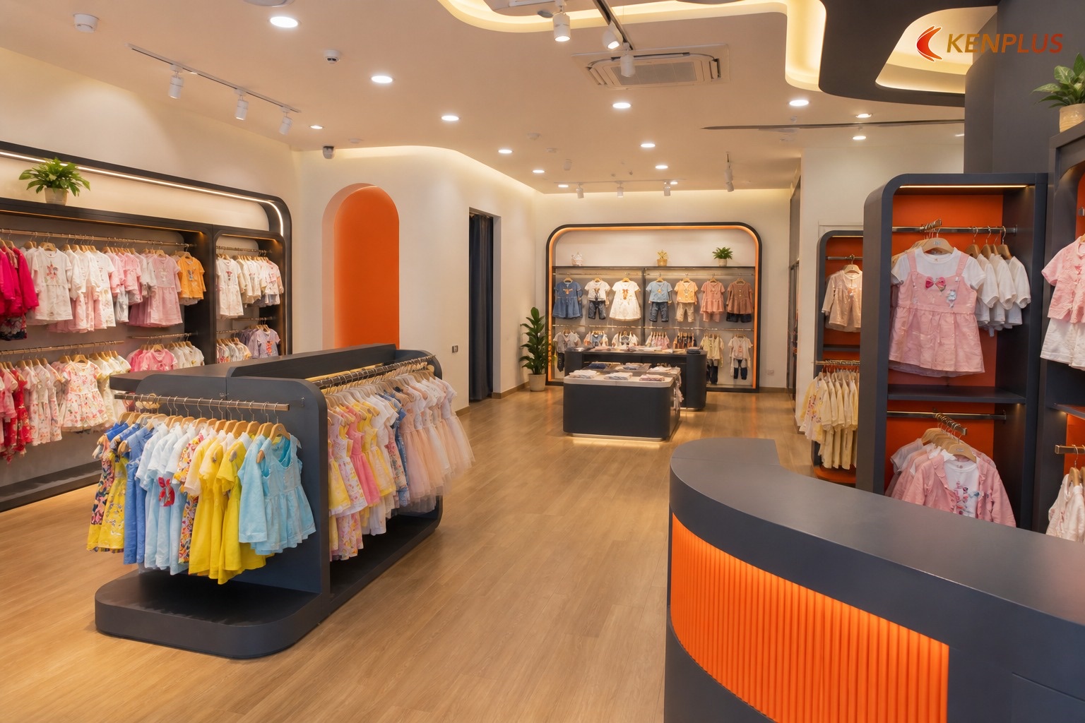 Vật liệu làm quầy cho shop thời trang trẻ em