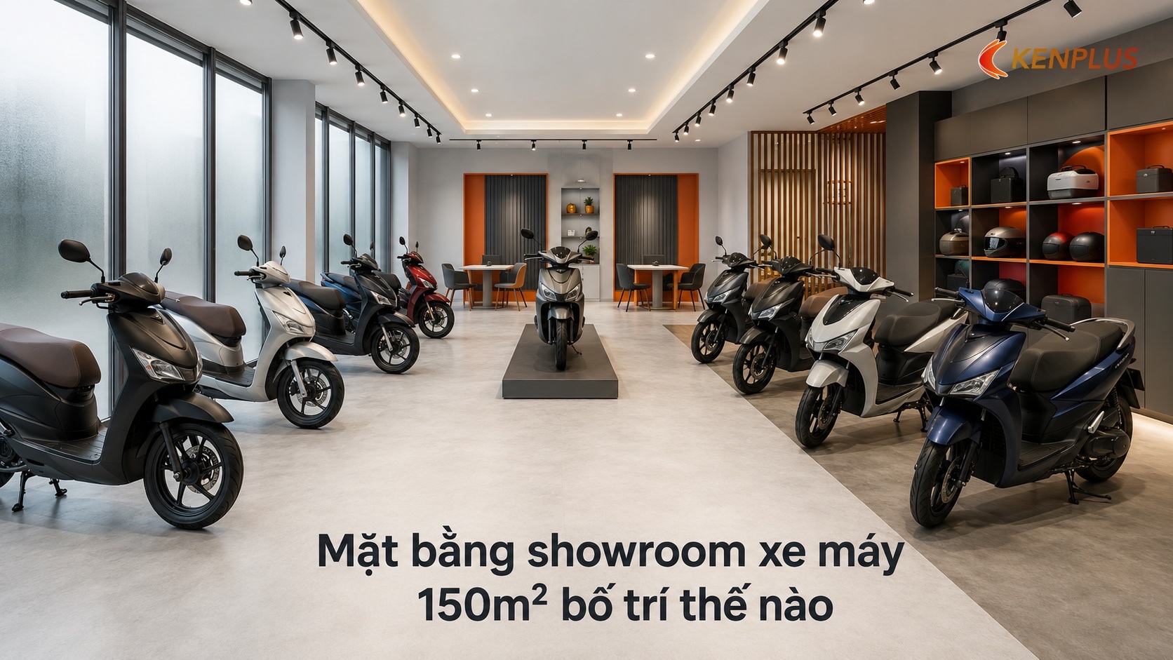 Mặt bằng showroom xe máy 150m² bố trí thế nào