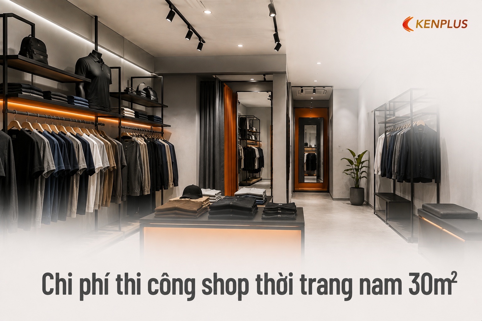 Chi phí thi công shop thời trang nam 30m²