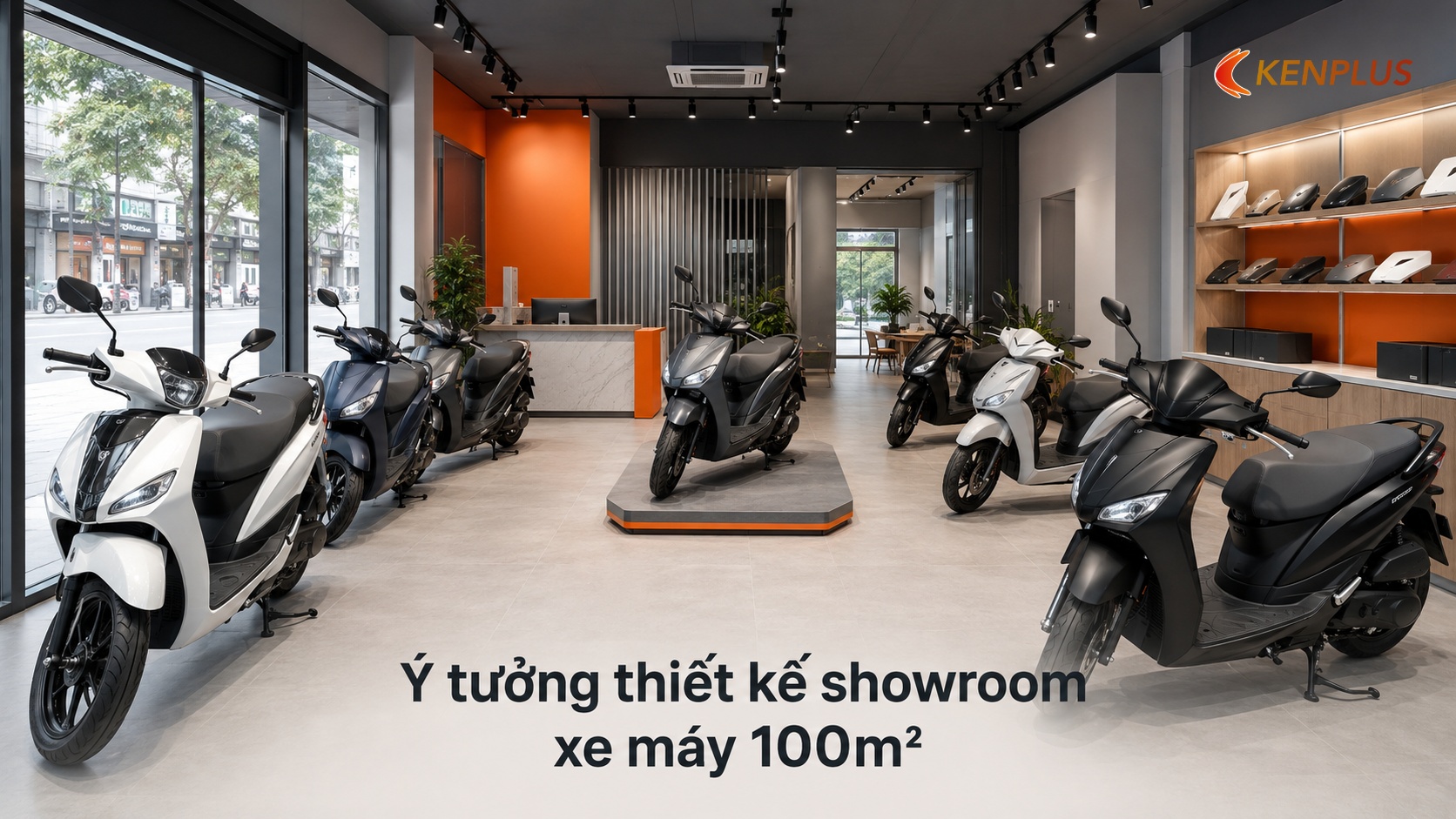 Ý tưởng thiết kế showroom xe máy 100m²